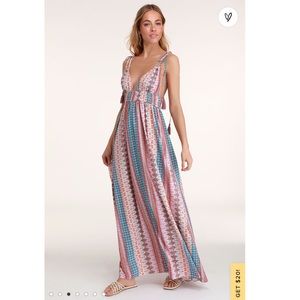 NWOT Lulus Pink & Blue Maxi Dress